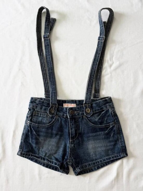 Pants - Vintage Denim Overall Shorts – Blue Jean Shortalls with Adjustable Straps